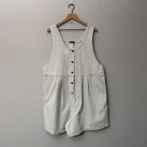 Vintage Blues 90s Striped Denim Maternity Overalls Womens Large Cottagecore